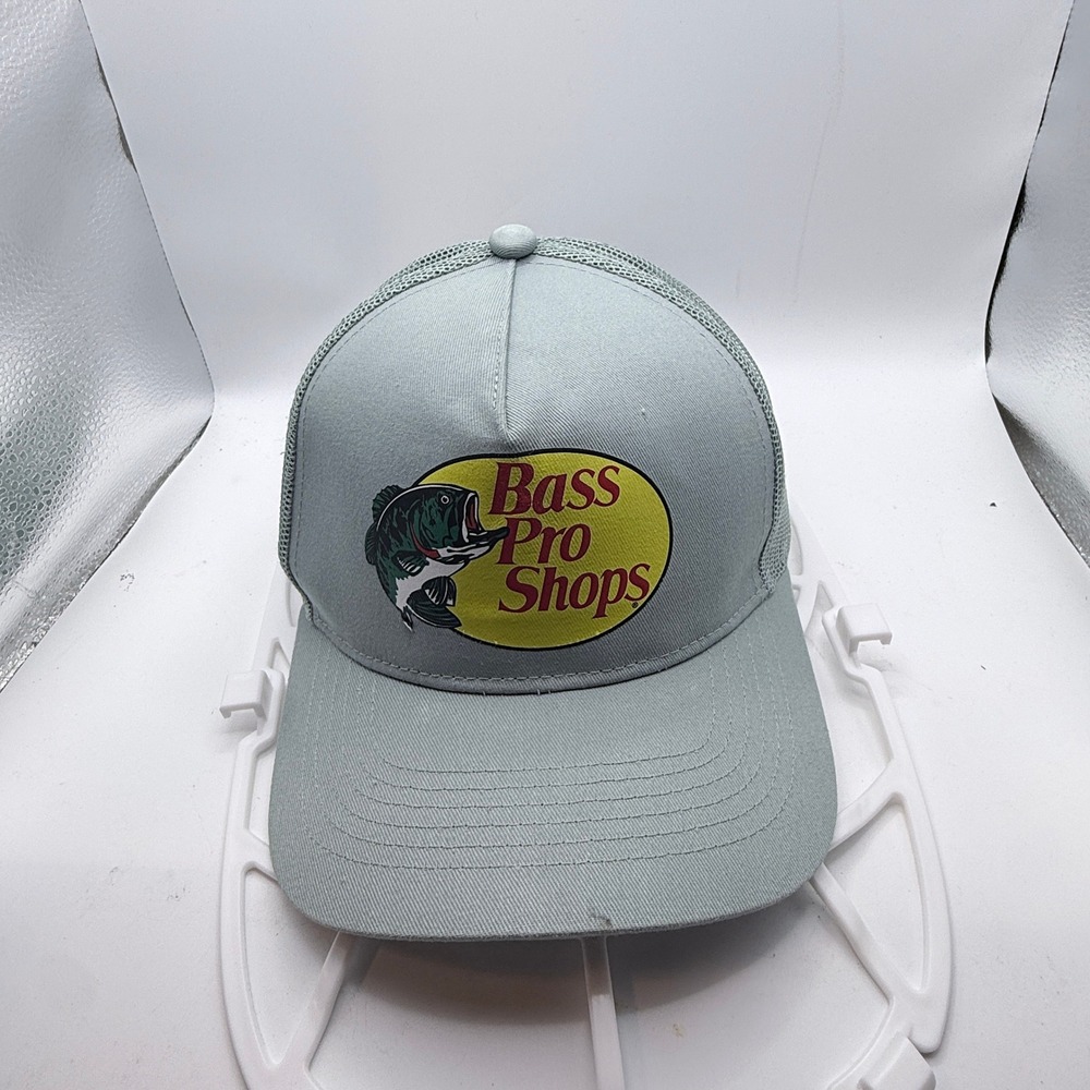Bass Pro Shops Trucker Hat OSFM Sage Green Mesh Back‎ Snapback Logo Cap